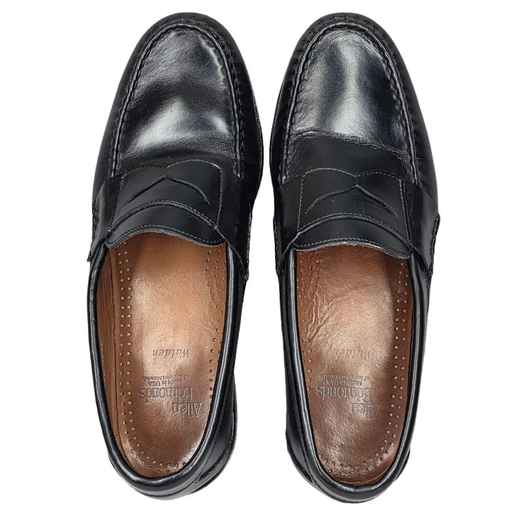 ALLEN EDMONDS WALDEN MOC-TOE BLACK LEATHER PENNY LOAFERS – MEN'S SIZE 8.5D